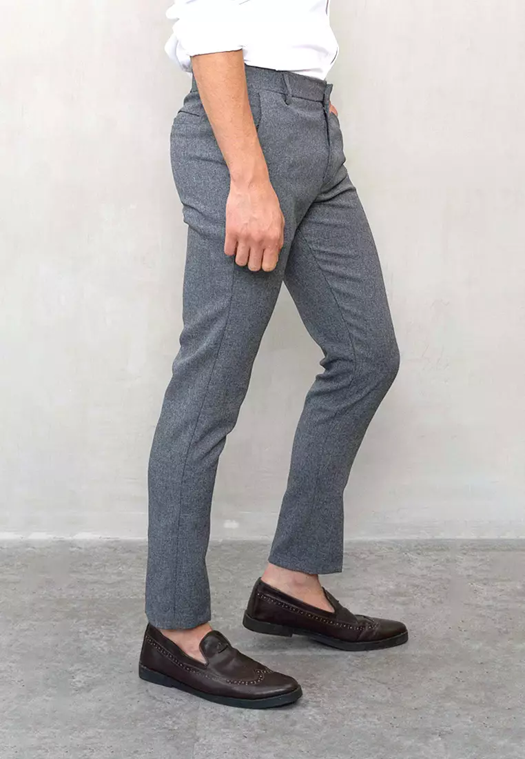 Houseofcuff Celana Bahan Formal kerja kantor polos Slim fit Big Size Medium Grey Trouser