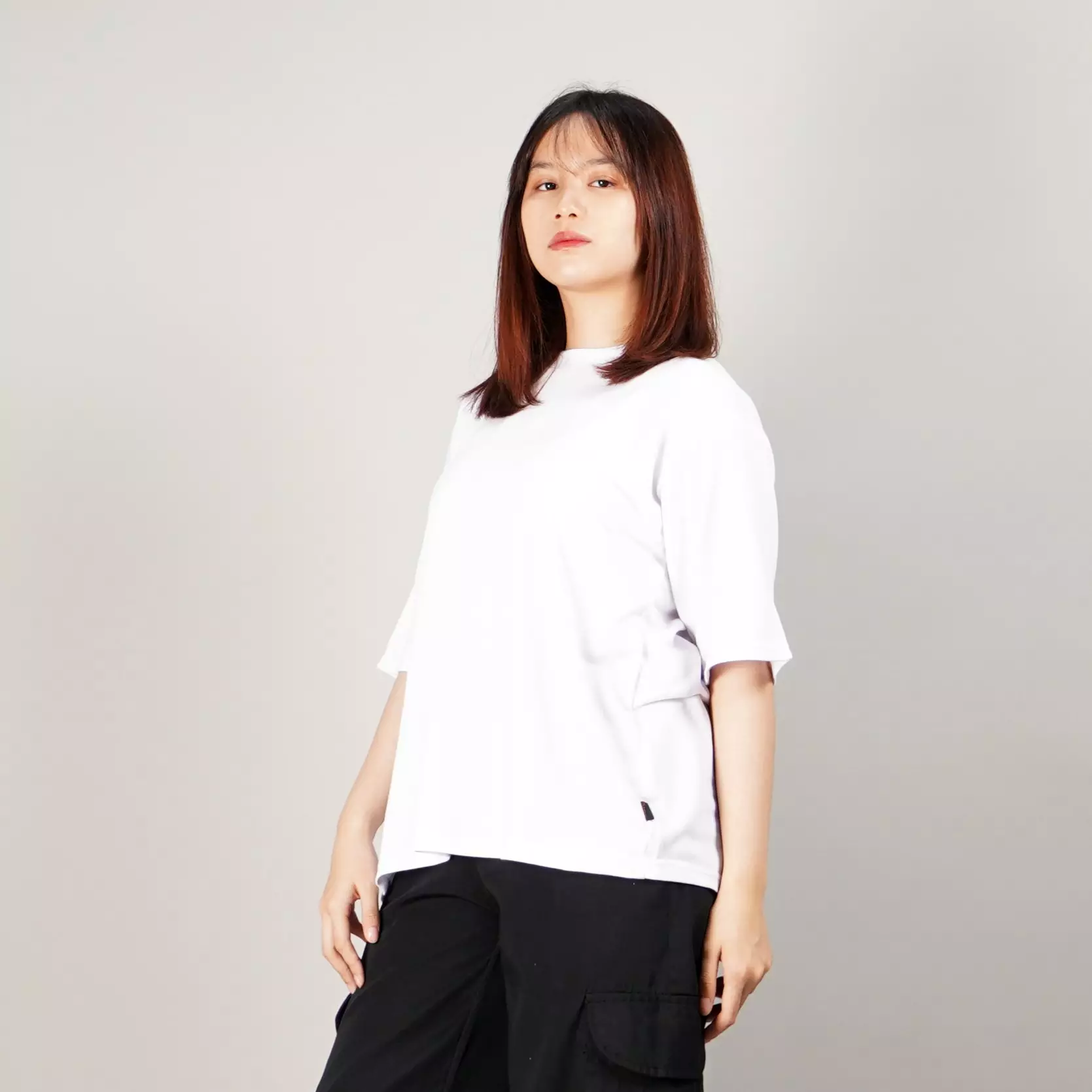GEORGIE Kaos Putih Polos TShirt Polos Basic T-Shirts Wanita Lengan Pendek - PUTIH