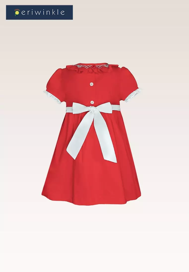 Soleil Baby Girls Red Smocked Dress