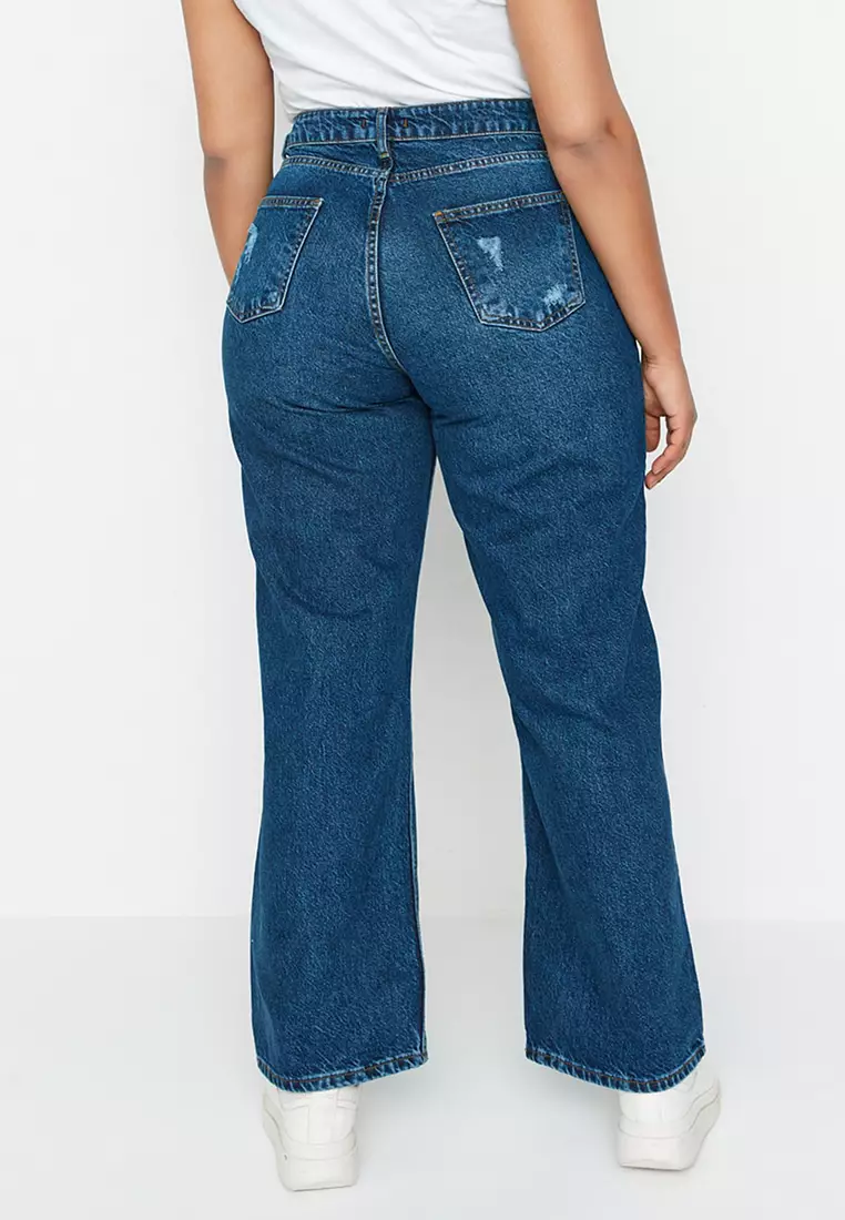 High Waist Wide Leg Ripped Jeans
