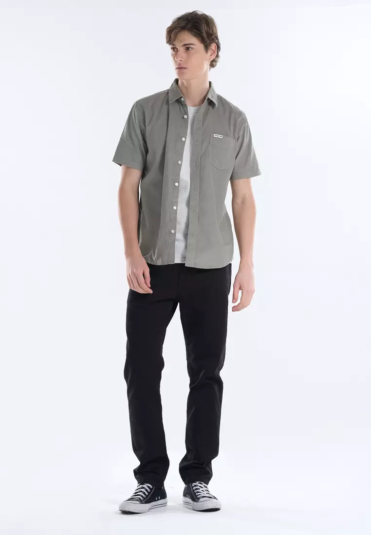 Button Down Short Sleeve Polo for Men in Pale Green