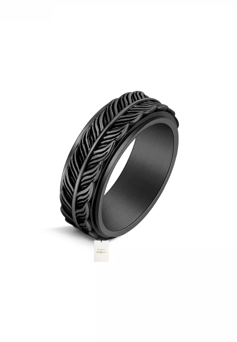 Titanium Steel Rotatable Design Textured Ring JW GS-M425