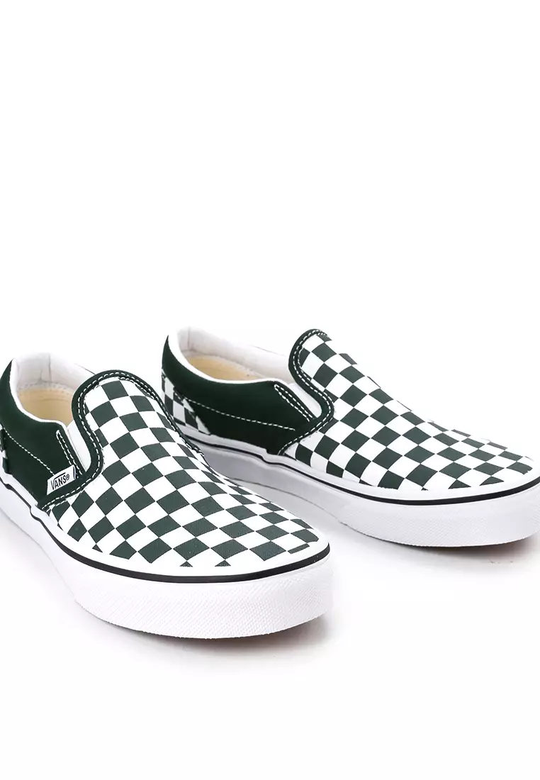 Forest green checkered vans clearance