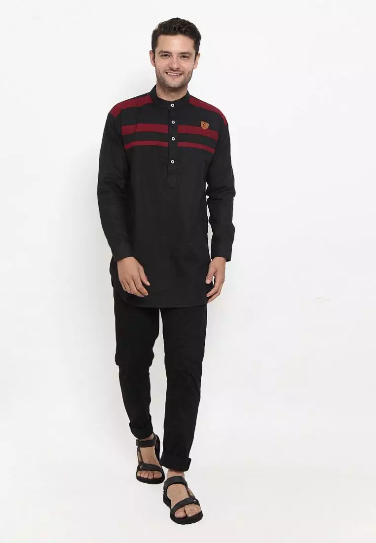 Zayidan Baju Koko Gamis Muslim Pria Rauf - Hitam