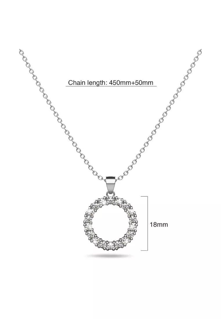 Crystal Halo Silver Necklace