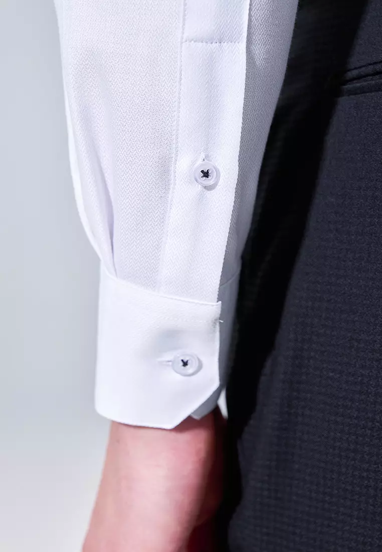 White Texture Slim Fit Shirt