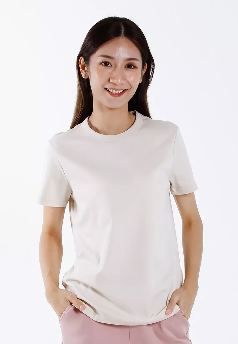 Forest Ladies Premium Cotton Round Neck Tee | Baju T Shirt Perempuan - 822435-15Beige