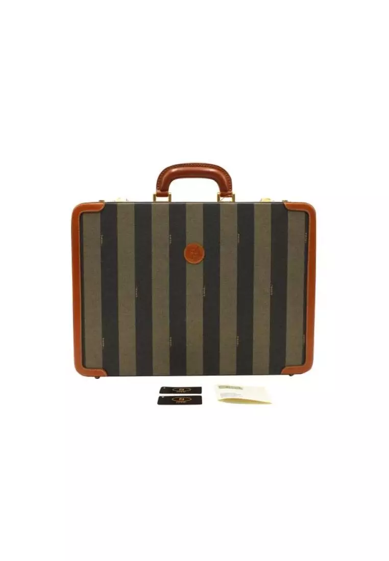 FENDI Pre Loved FENDI Vintage Leather Striped Fabric