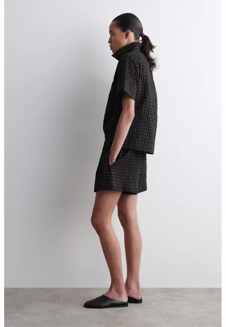 OPEN-COLLAR CHECKED COTTON SHIRT