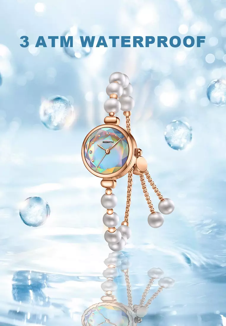 Jam Tangan Wanita Anti Air Original Elegan Korea Mutiara Tali Gelang Jam Tangan Cewek colorwhite