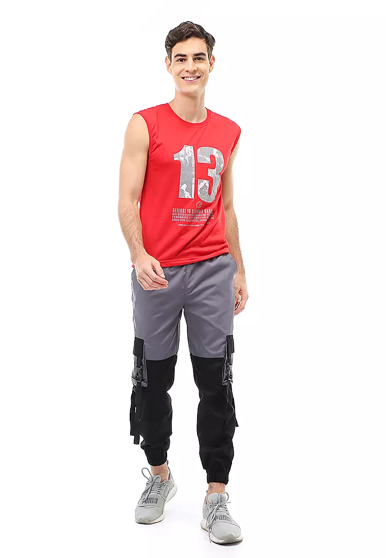 Agies Pakaian Dalam Pria Tank Top Singlet Number Motive Material Cotton ORIGINAL - Red