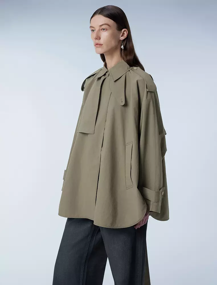宽松长袖短款风衣
