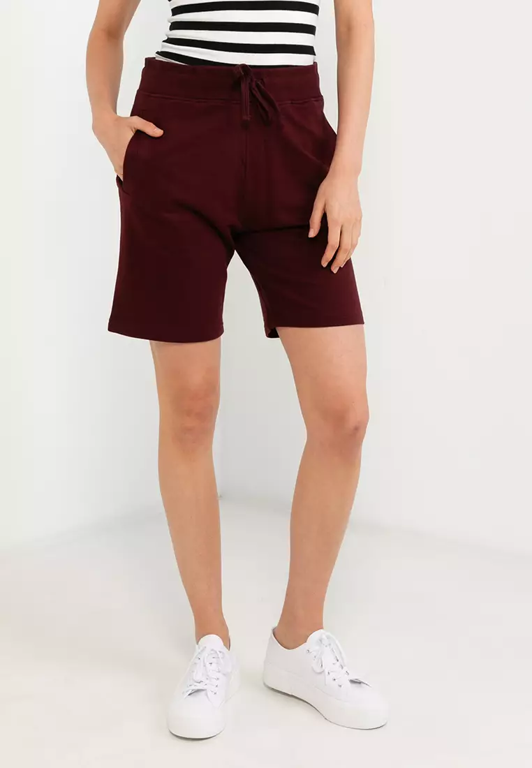 Maroon high waisted sale shorts