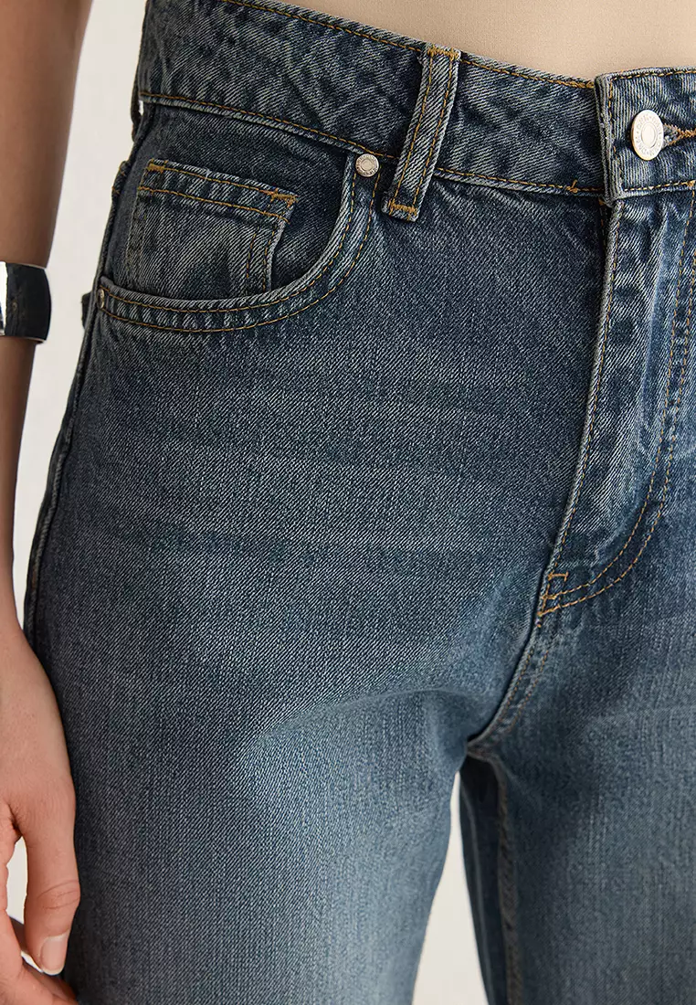 Blue High Waist Straight Jeans Twoss25Je00106