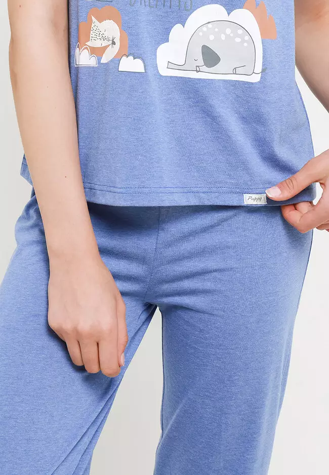 Pyjama Short Sleeve Long Pants Sleepwear