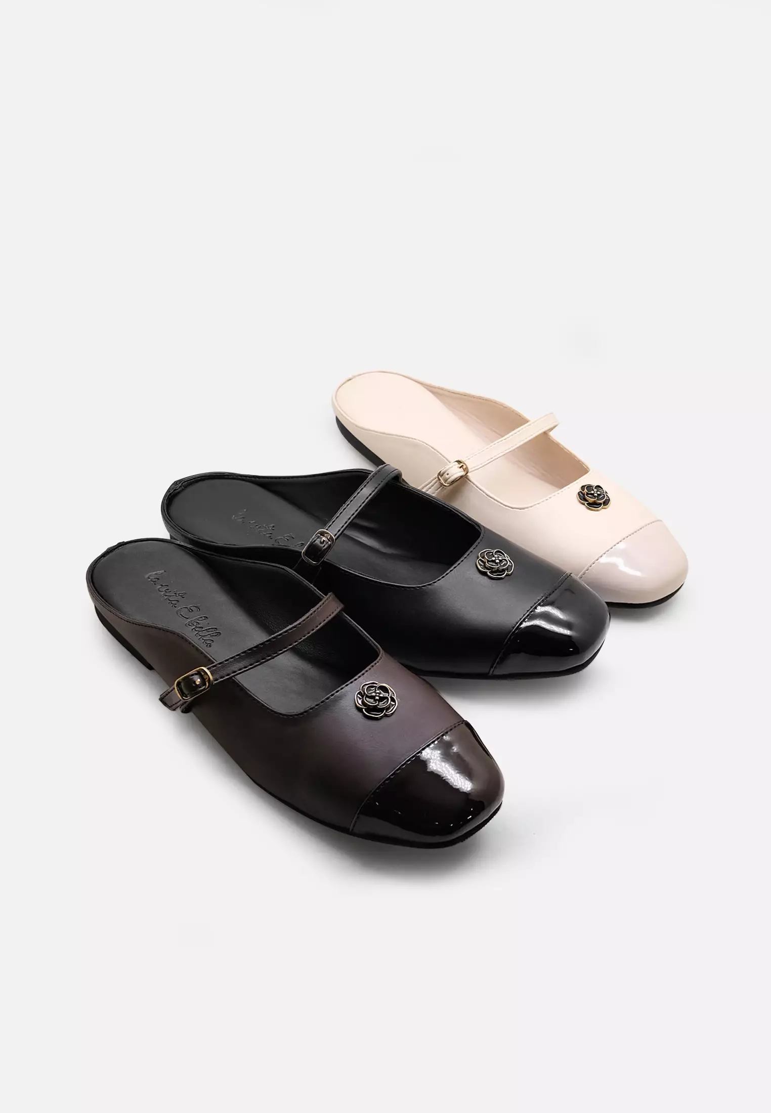 Rosy Women Mary Jane Mules Sepatu Sandal Flat Selop Wanita