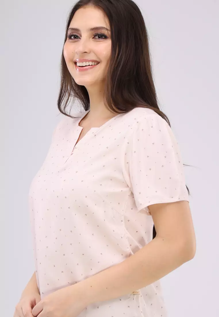 Woven Printed Boldtwill Short Sleeves Blouse