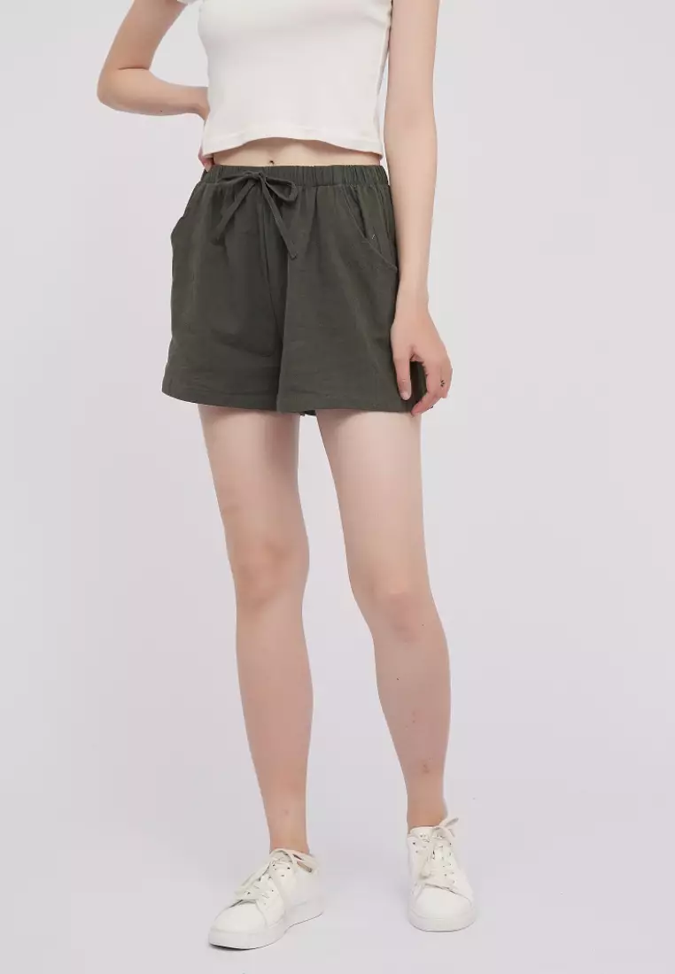 Buy Shapes and Curves Casual Linen Shorts for Women Lounge Wear