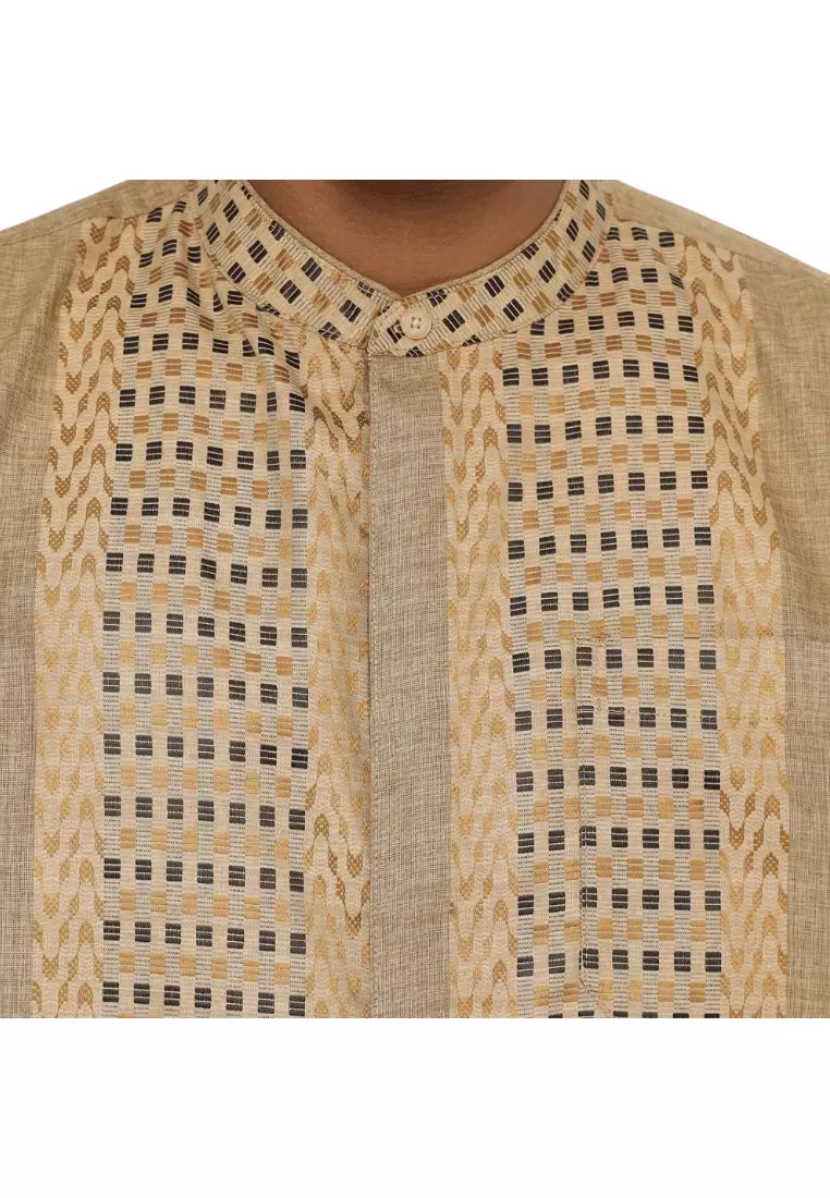 RBJ Kemeja Koko Border Coklat Regular Fit Pria