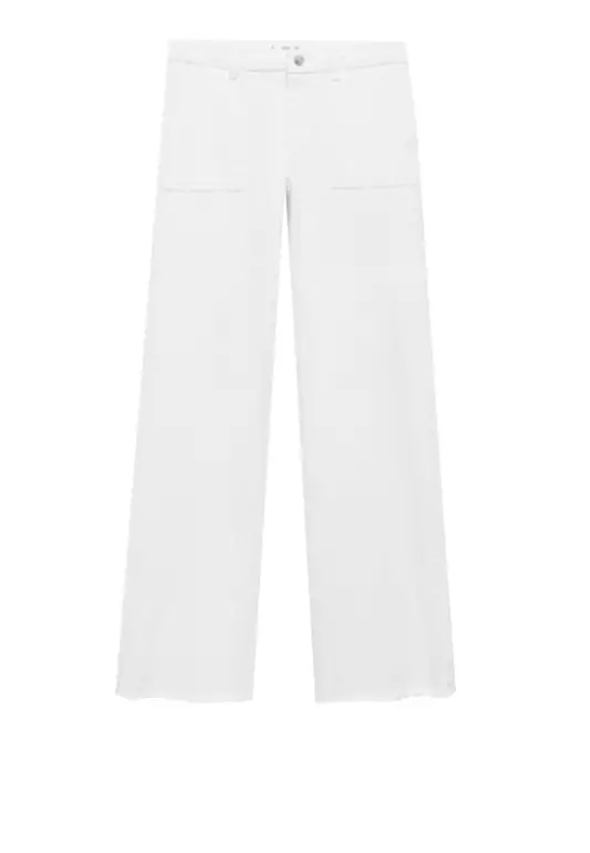 Wide Leg Low Frayed Hem Jeans