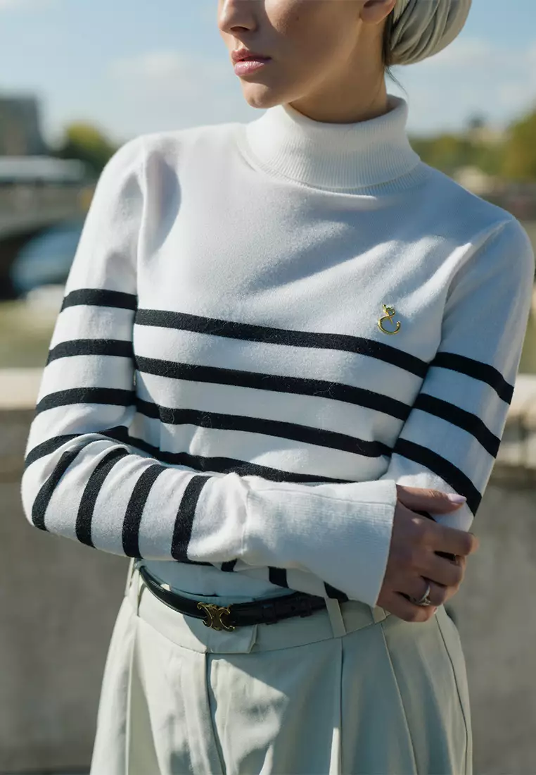 Jenna and Kaia - Nafa Turtleneck Stripe Pirate - Kaos Turtleneck Wanita