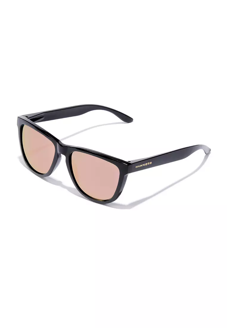 HAWKERS POLARIZED Black Rose Gold ONE RAW. Sunglasses for Men and Women, Unisex. UV400 protection. Official product designed and made in Spain. HONR21BKTP