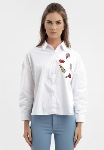 Casual White Shirt with Patch