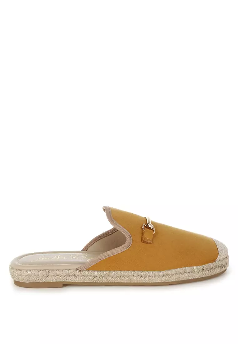 London Rag Horsebit Detail Espadrilles Mules In Tan