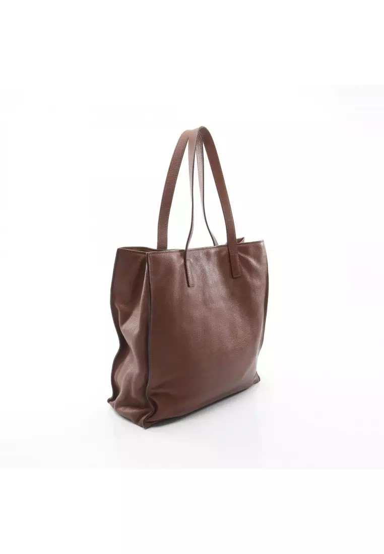 Pre-Loved MIU MIU Shoulder bag tote bag leather Brown