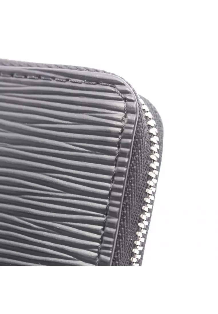 Pre-Loved Louis Vuitton zippy coin purse Epi Noir card case coin purse leather black