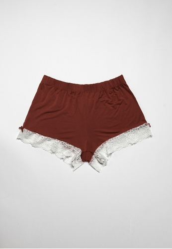 QuestChic white and red and multi Audrene Soft Lace Modal Shorts C1512AACC7B93AGS_1