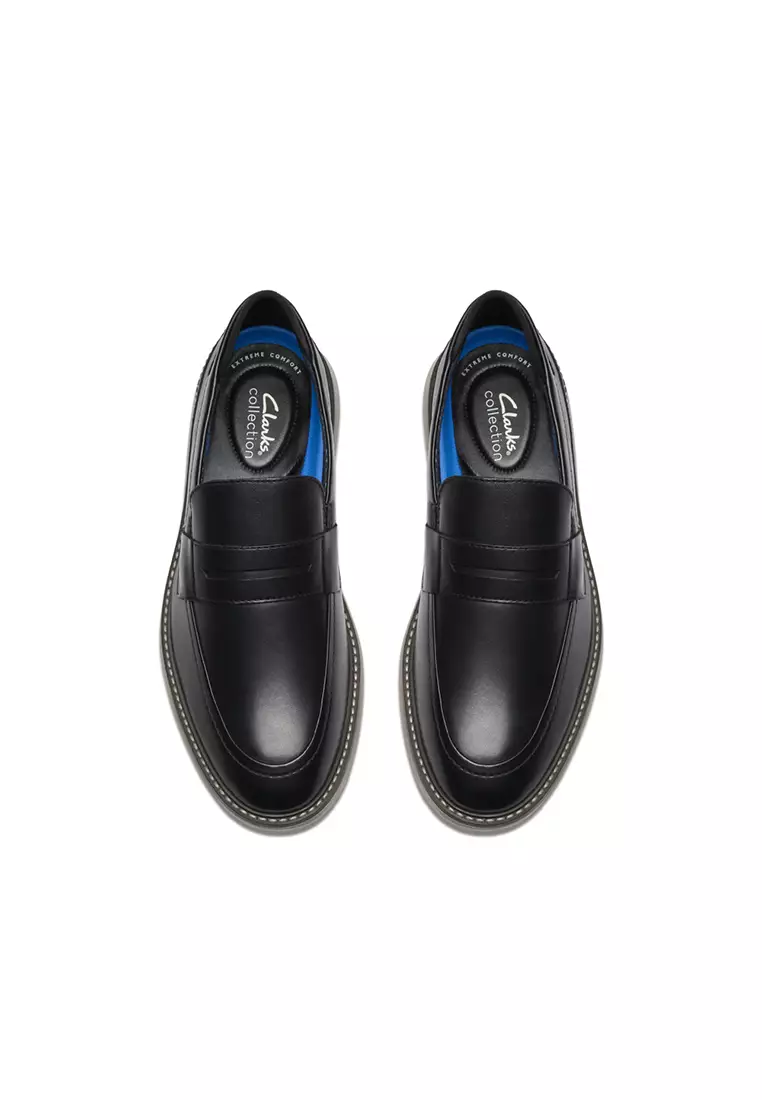 Mens Brantin Loafers Black Leather - Wide Fit