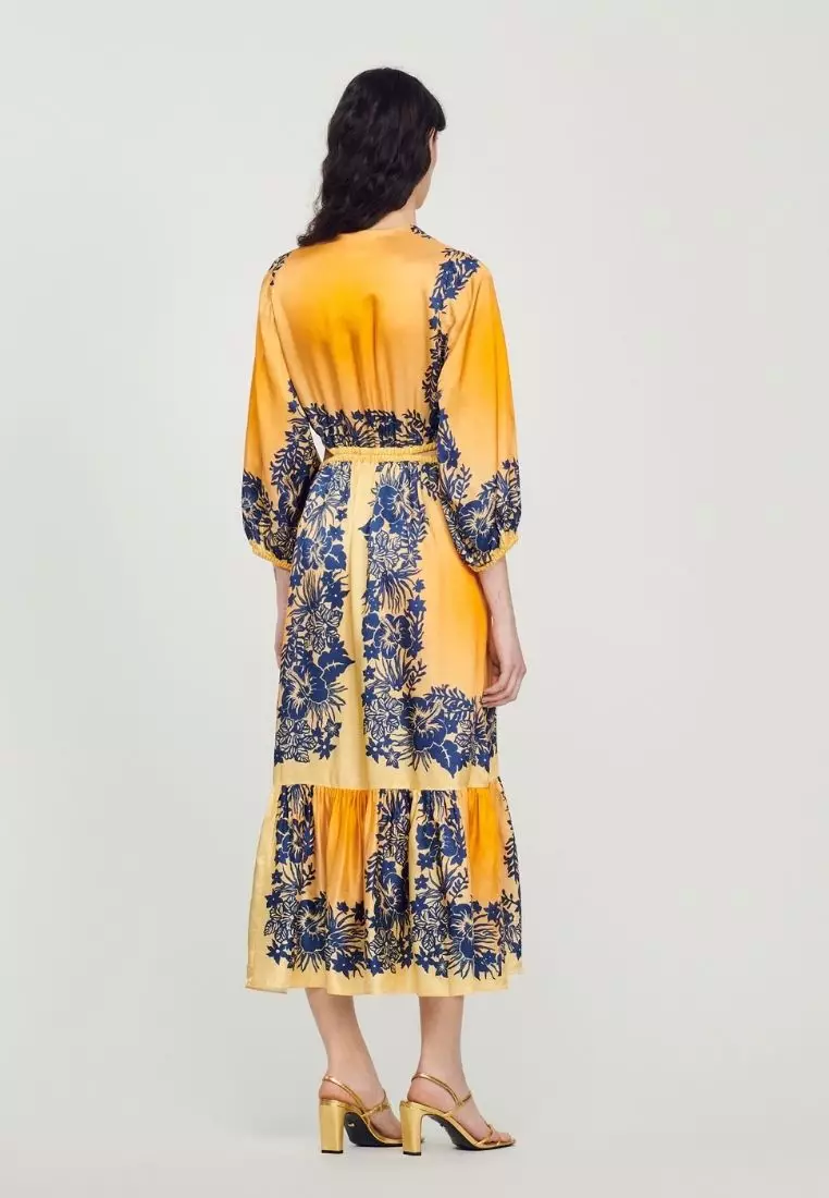 Buy Sandro Long Hawaii Print Dress in Orange 2024 Online ZALORA