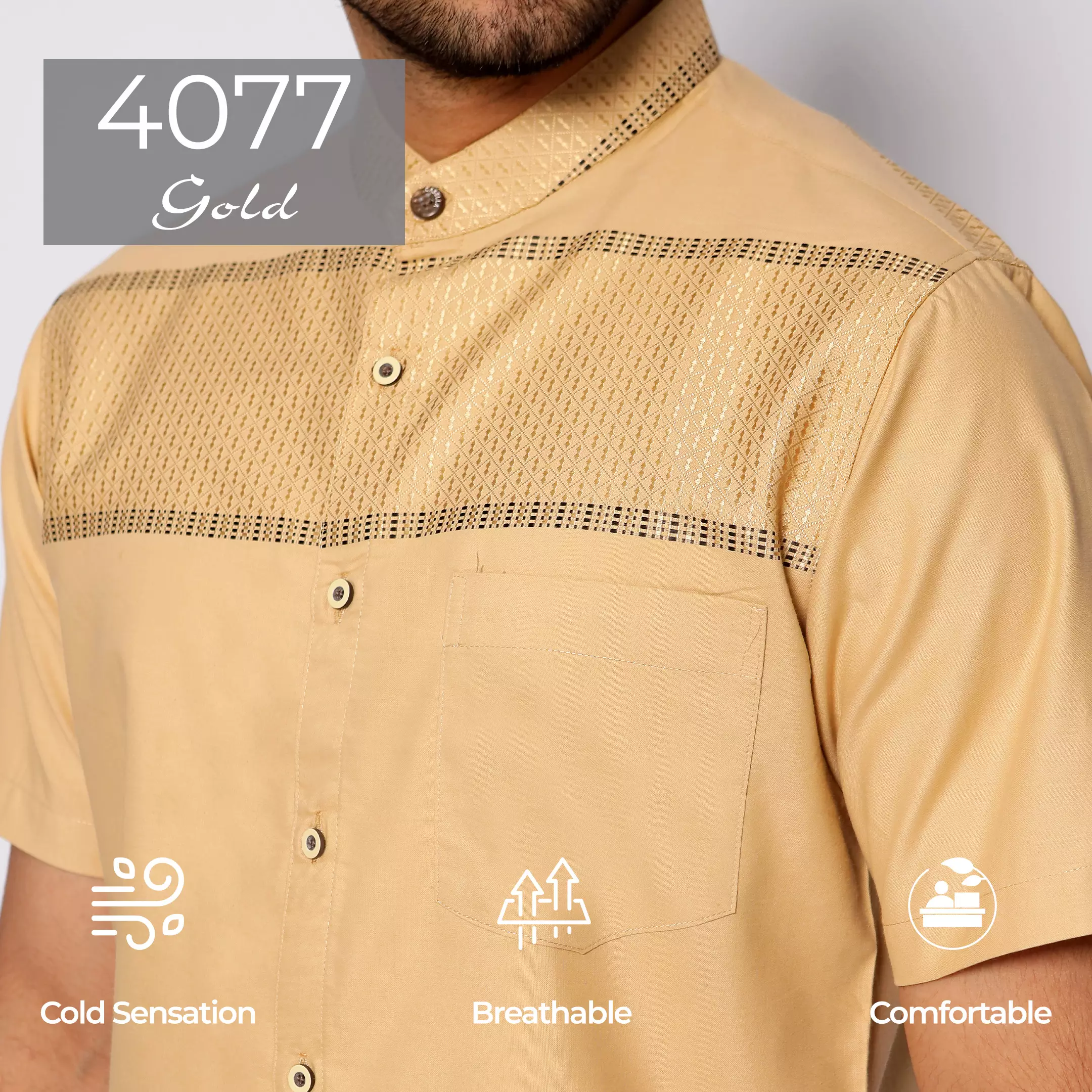 Casella Baju Koko Pria Lengan Pendek Exclusive Premium Horizontal Hadid 4047 Gold