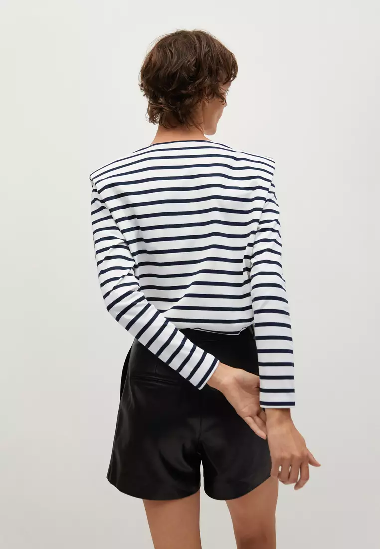 Shoulder Pad Stripped T-Shirt