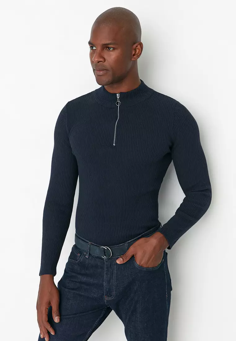 Buy Trendyol Slim Fit Zip Sweater 2024 Online ZALORA Philippines