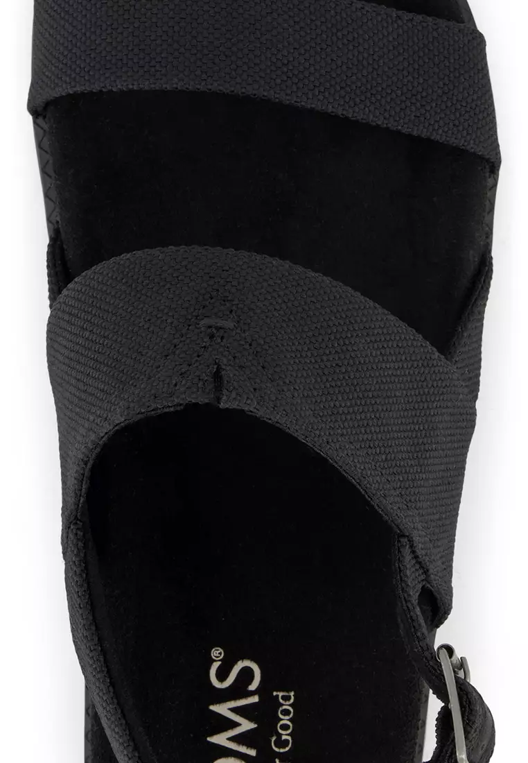 TOMS Women Marin Black Heavy Canvas Strap Sandals