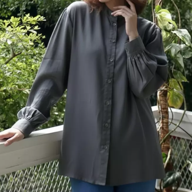 Katrina Cotton Blouse - Atasan Kemeja Polos Wanita ABUABU