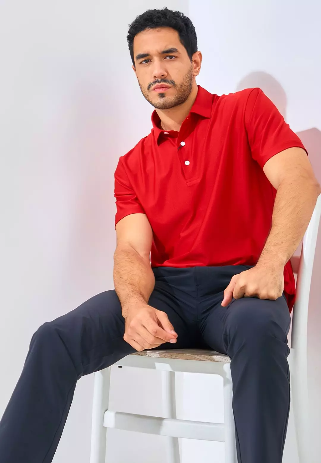 Jack Nicklaus Sicily Premium Solid Stripe Polo Chili Red