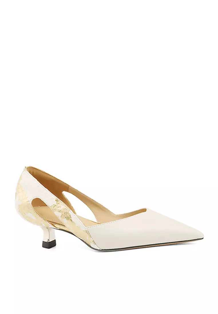 Discount on Twenty Eight Shoes  shoes - SKU: VANSA Fashion Sheep Leather Stitched Embossed Low Heel Pumps VSW-H-49673