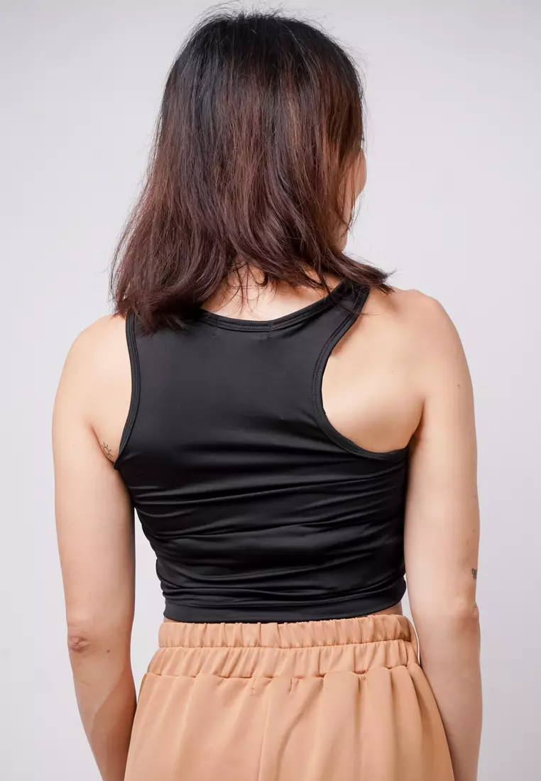 LTE18 TDLA CRNS Crop Casual Wanita Polos Black