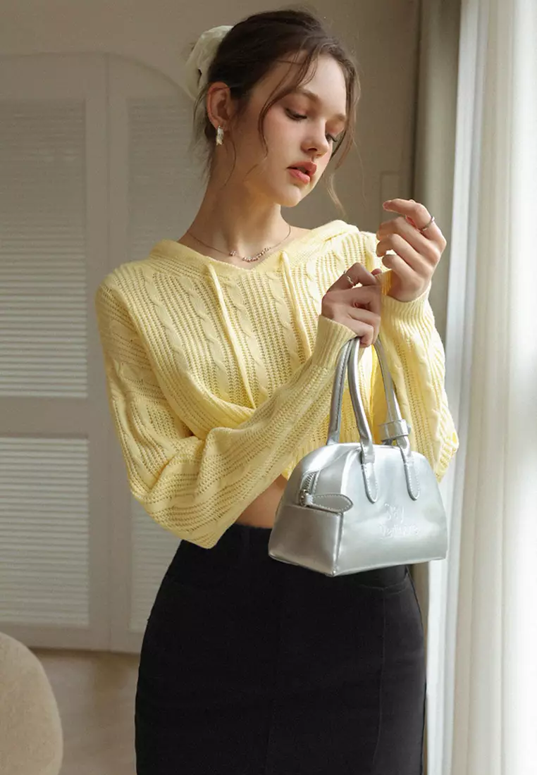 Knitted Sweater with Hood