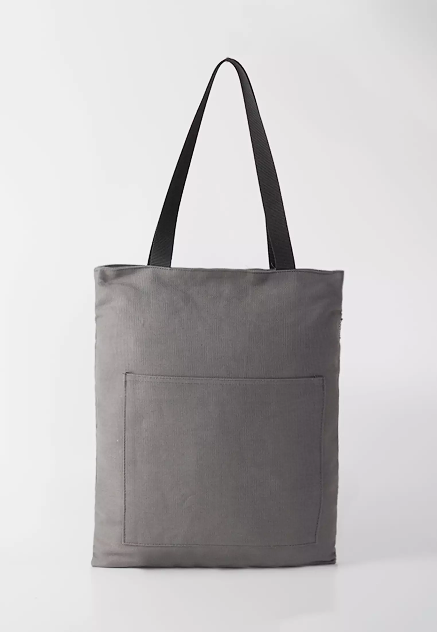 Tas Tote Bag Bahan Kanvas Penutup Resleting Arel Series - Abu