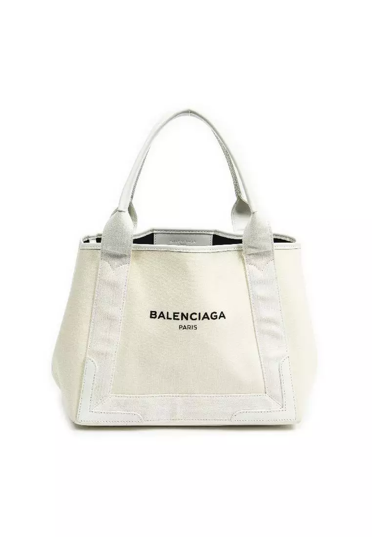 BALENCIAGA Pre-Loved Small Cabas Canvas Tote Bag