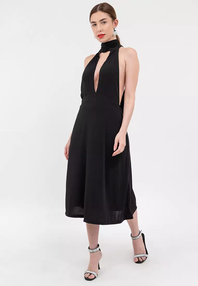 Vanya Plunging Midi Dress