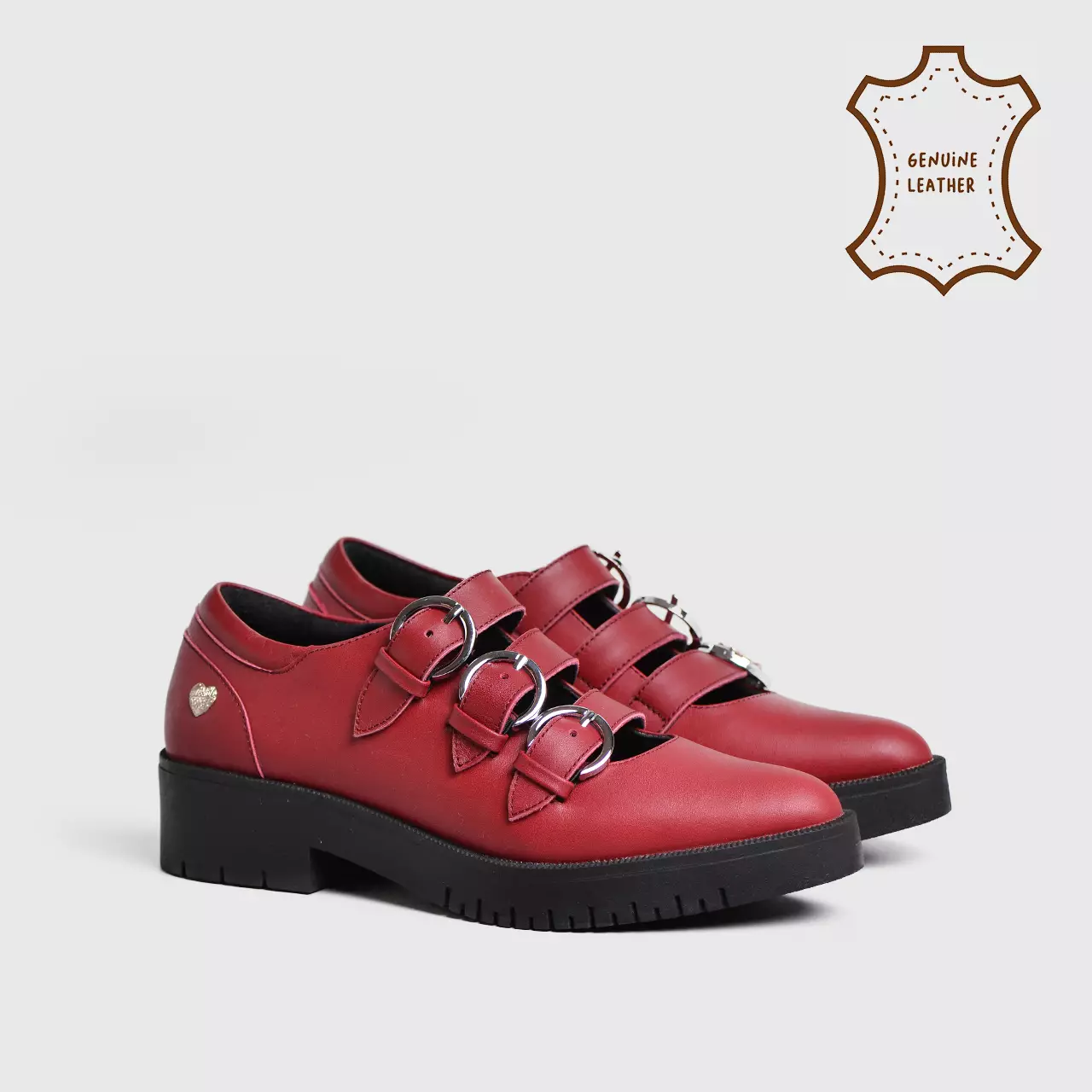 Ganeeta Mary Jane Genuine Leather Maroon