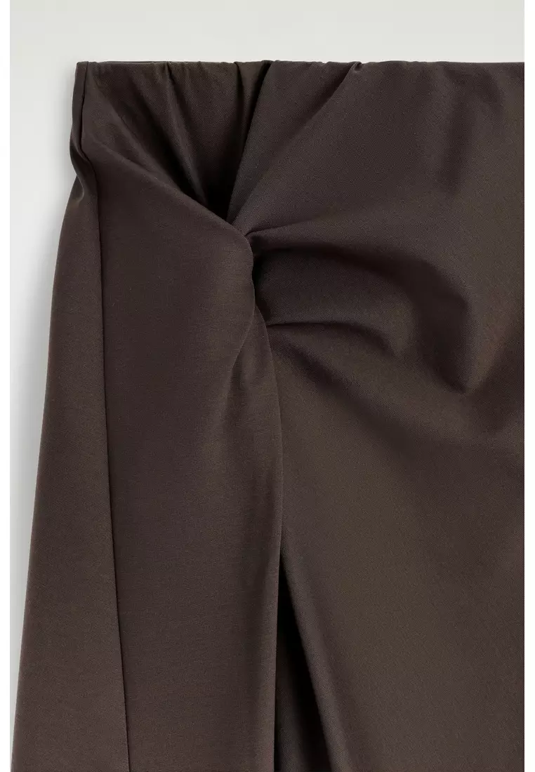 TWIST-DETAIL JERSEY MIDI SKIRT