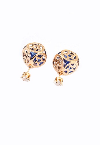 Urban Outlier blue and gold Star Pattern Hollow Out Earrings 96290AC35A6826GS_1