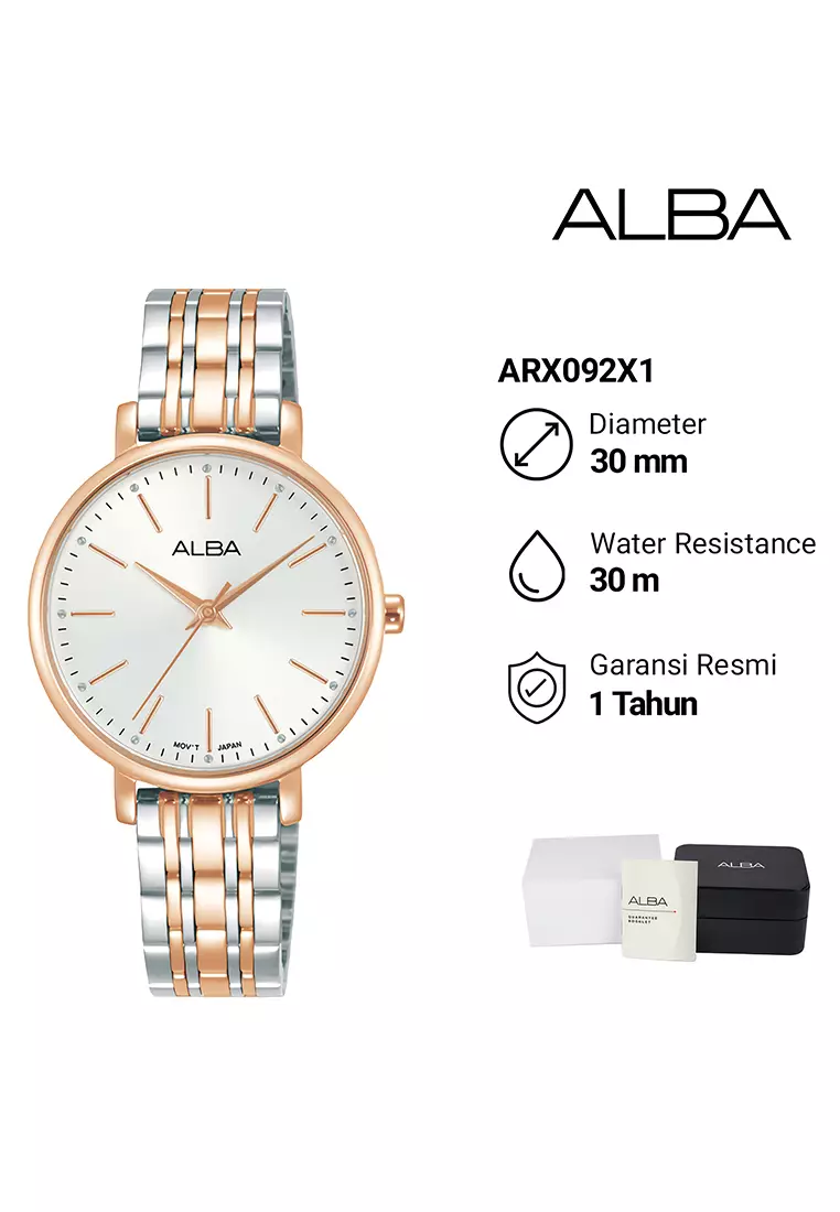 Alba Jam Tangan Analog Wanita Silver Rosegold Stainless Steel - ARX092X1