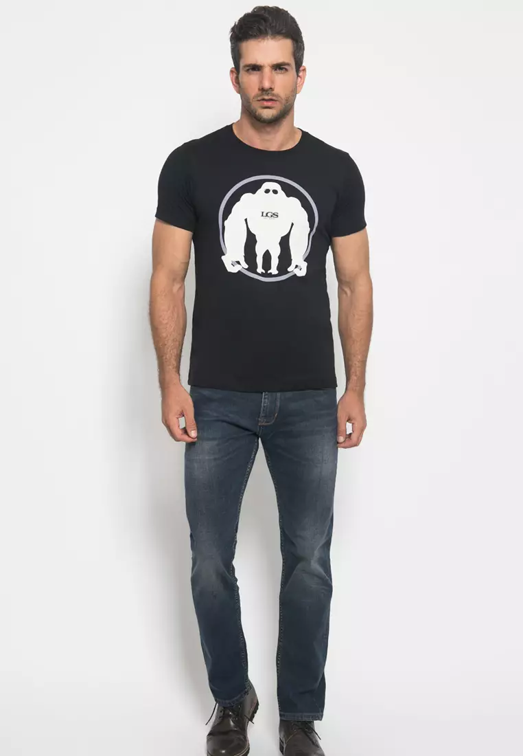 LGS - Kaos Casual Youth - Gambar Sablon - Hitam - Slim Fit - GTS.870.P120.33.C